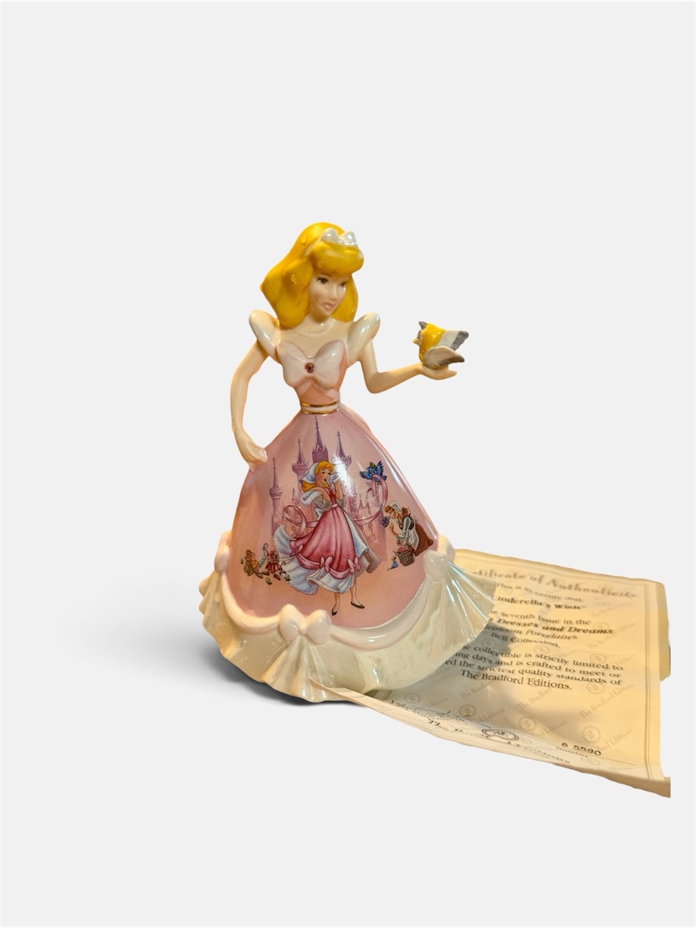 Bradford Editions Disney Cinderella Pink Dress Figurine Book Base 2004